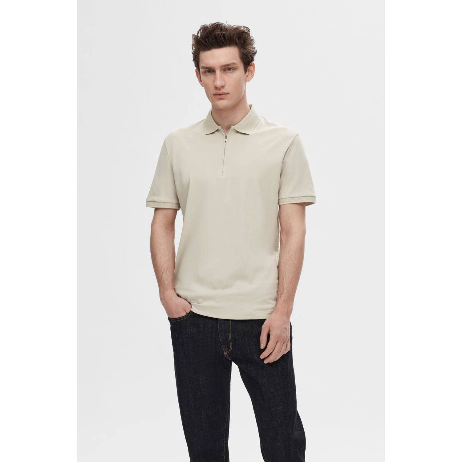 SELECTED HOMME regular fit polo SLHFAVE grijs