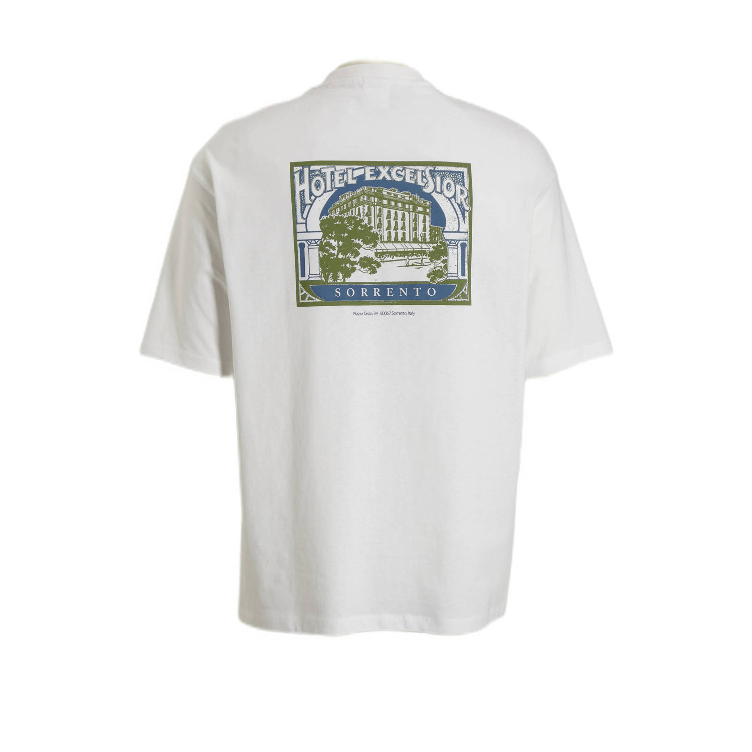 SELECTED HOMME oversized T-shirt SLHLOOSE-DEREK met backprint wit