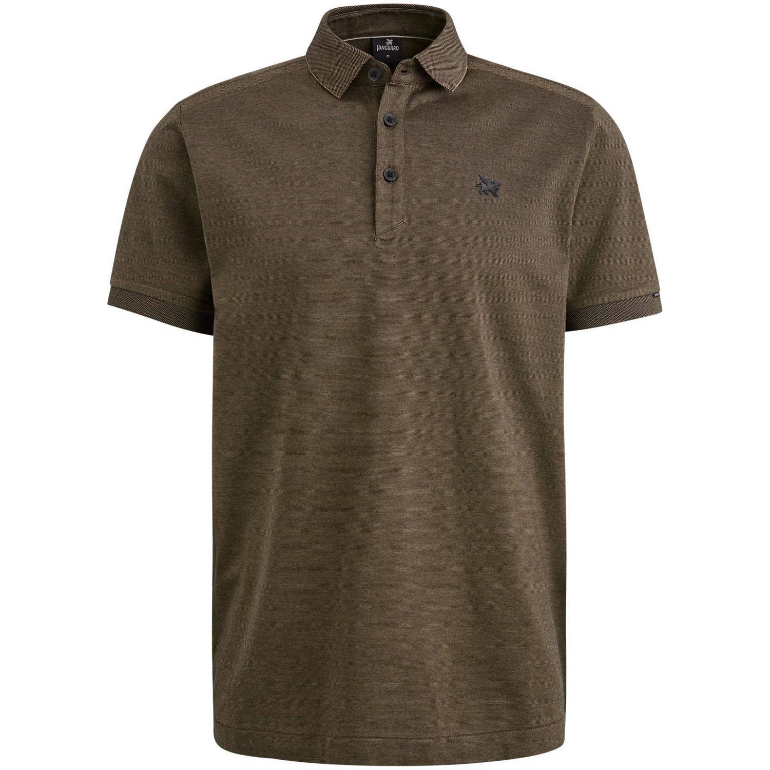 Vanguard gebreide regular fit polo met jacquard bruin