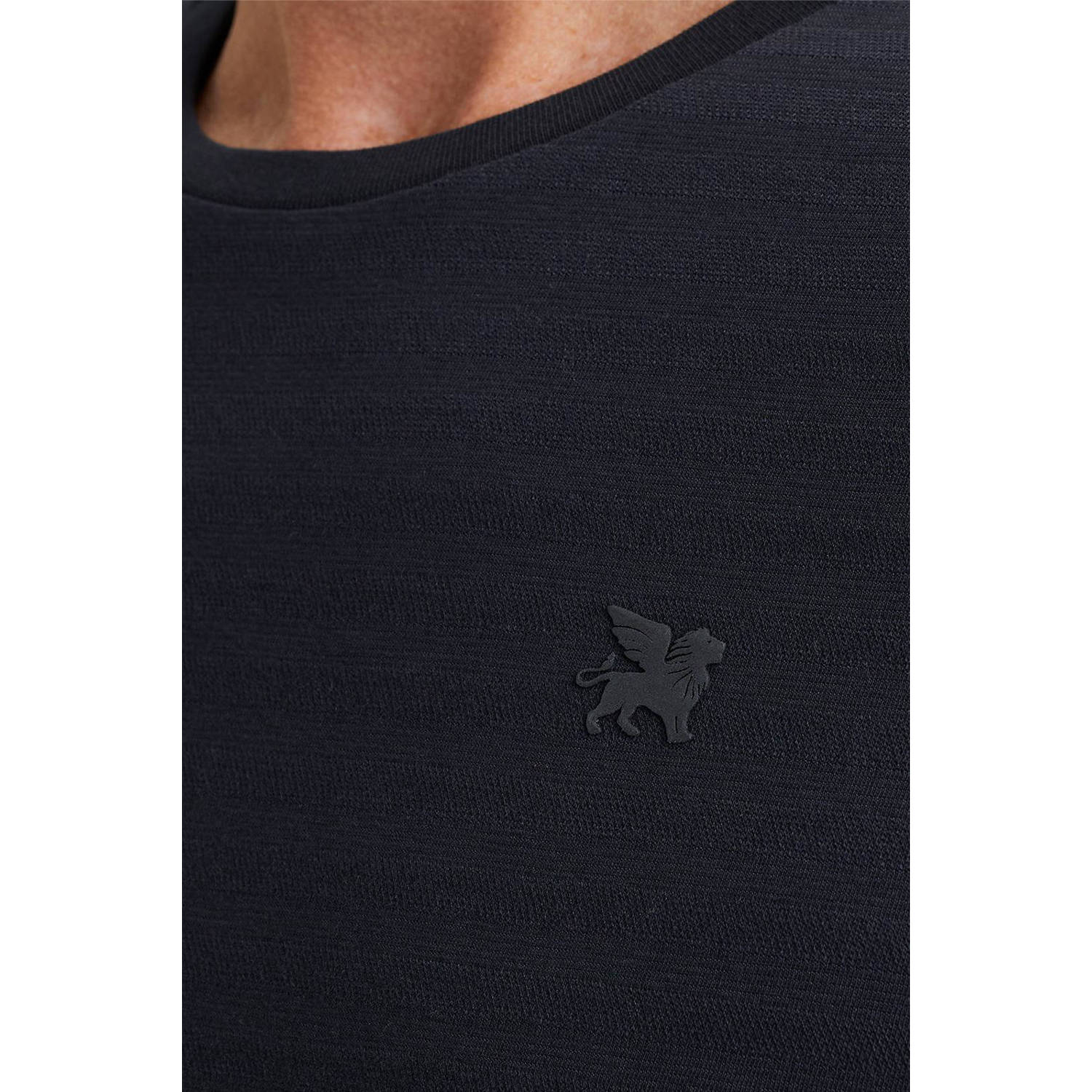 Vanguard gestreept T-shirt met jacquard donkerblauw