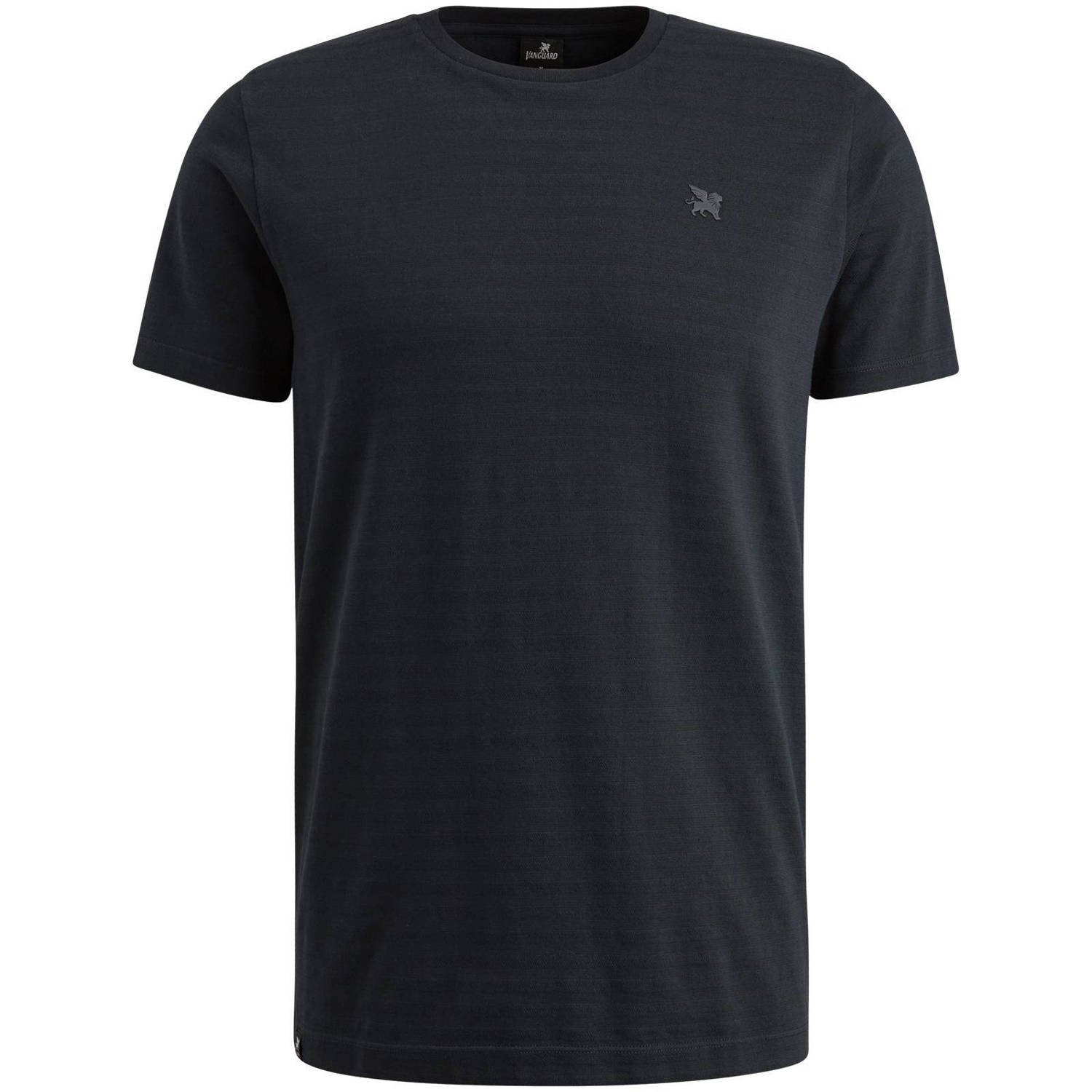 Vanguard gestreept T-shirt met jacquard donkerblauw