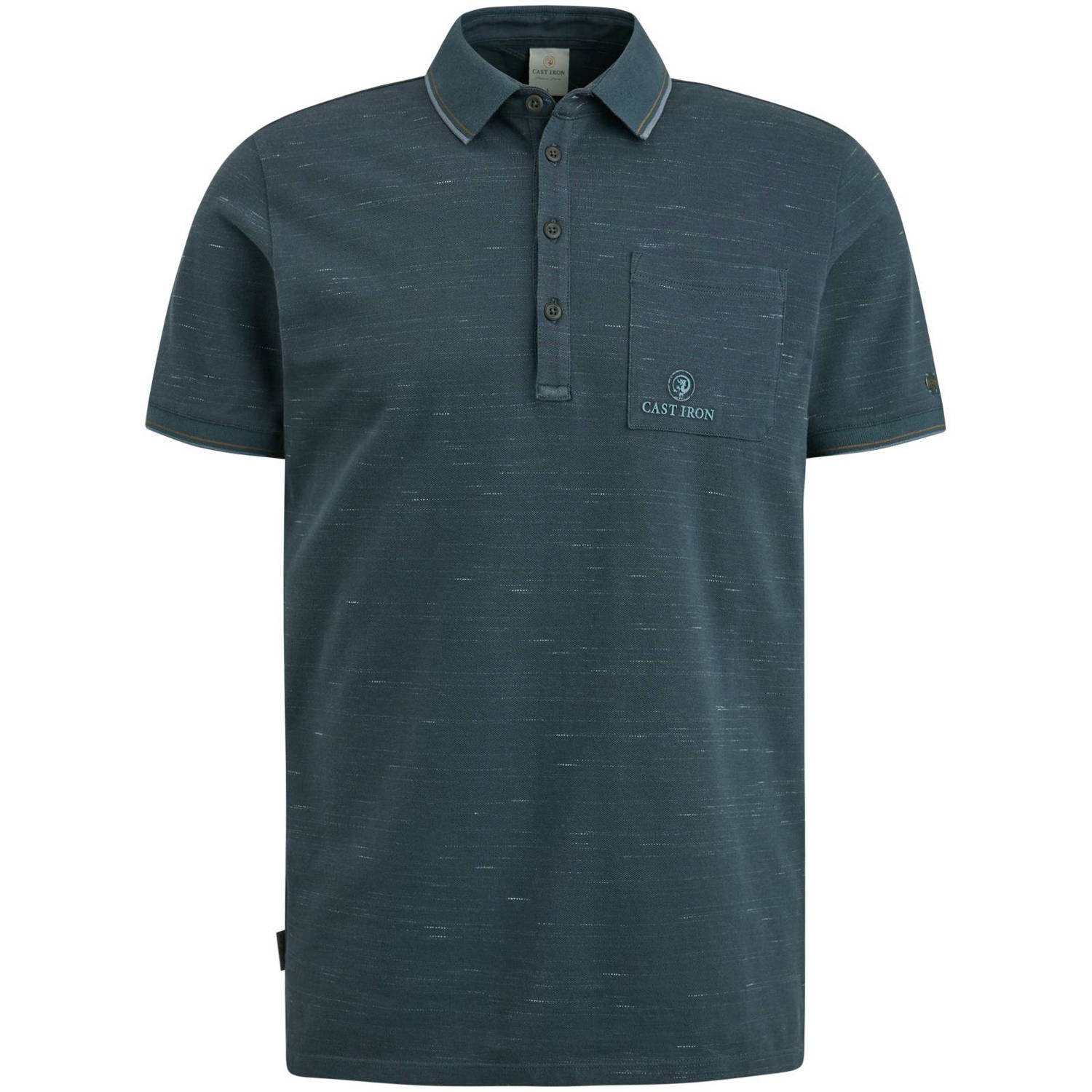 CAST IRON Heren Polo's & T-shirts Short Sleeve Polo Injected Cotton Pique Donkerblauw