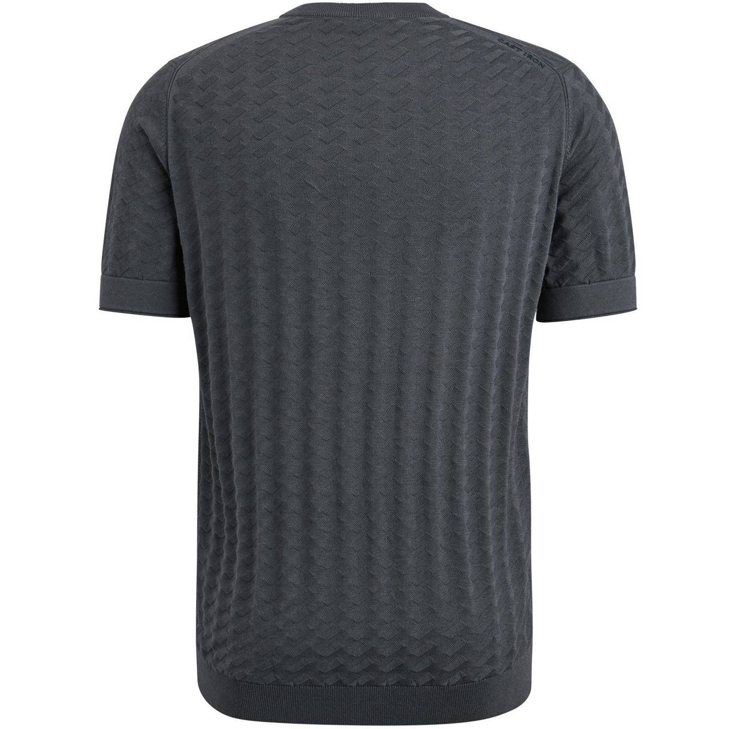 Cast Iron fijngebreid T-shirt met logo grijs