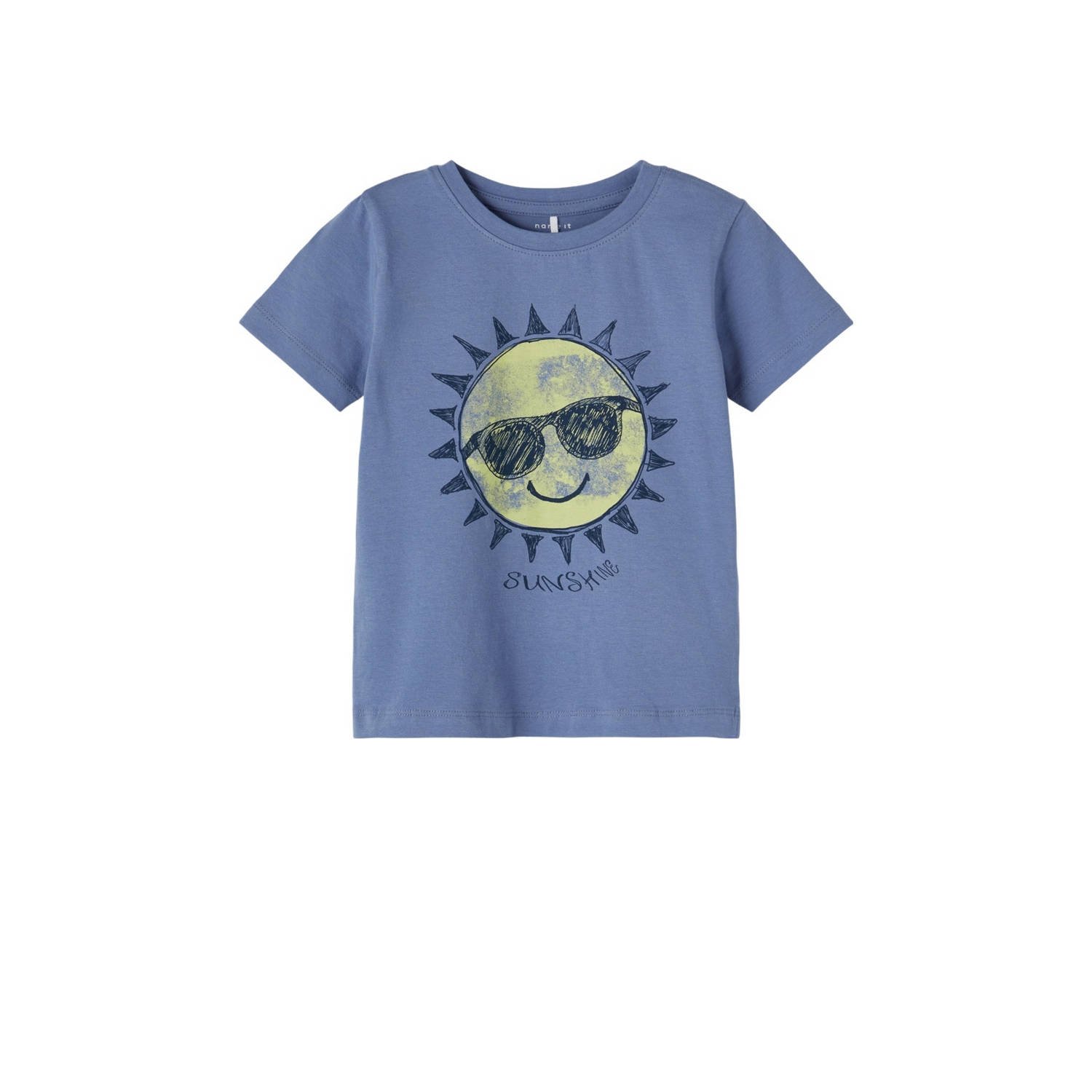 NAME IT MINI T-shirt NMMPFREDDI met printopdruk blauw