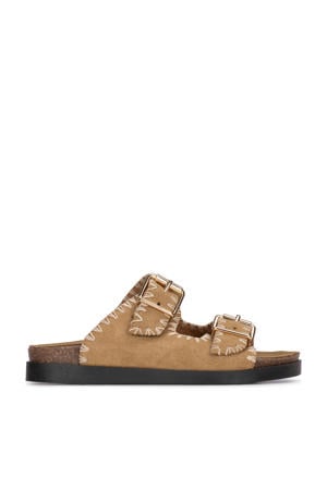 suède slippers lichtbruin