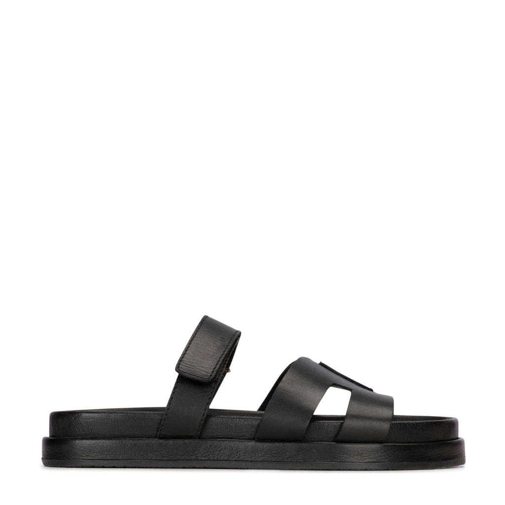 Zwarte dames Poelman leren slippers