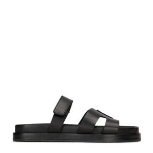 leren slippers zwart
