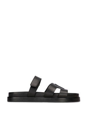leren slippers zwart