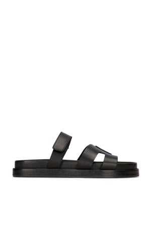 leren slippers zwart