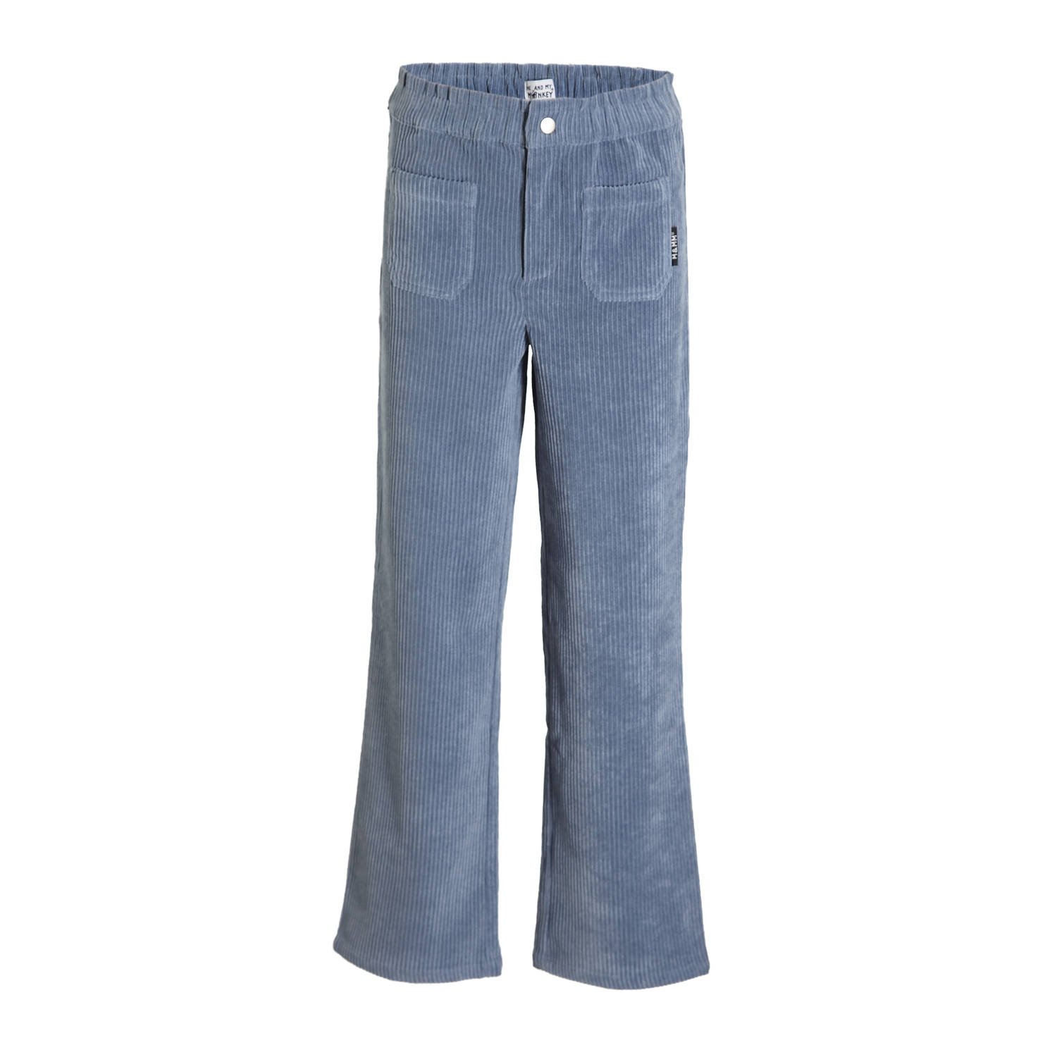 Me & My Monkey wide leg corduroy broek Raven blauw