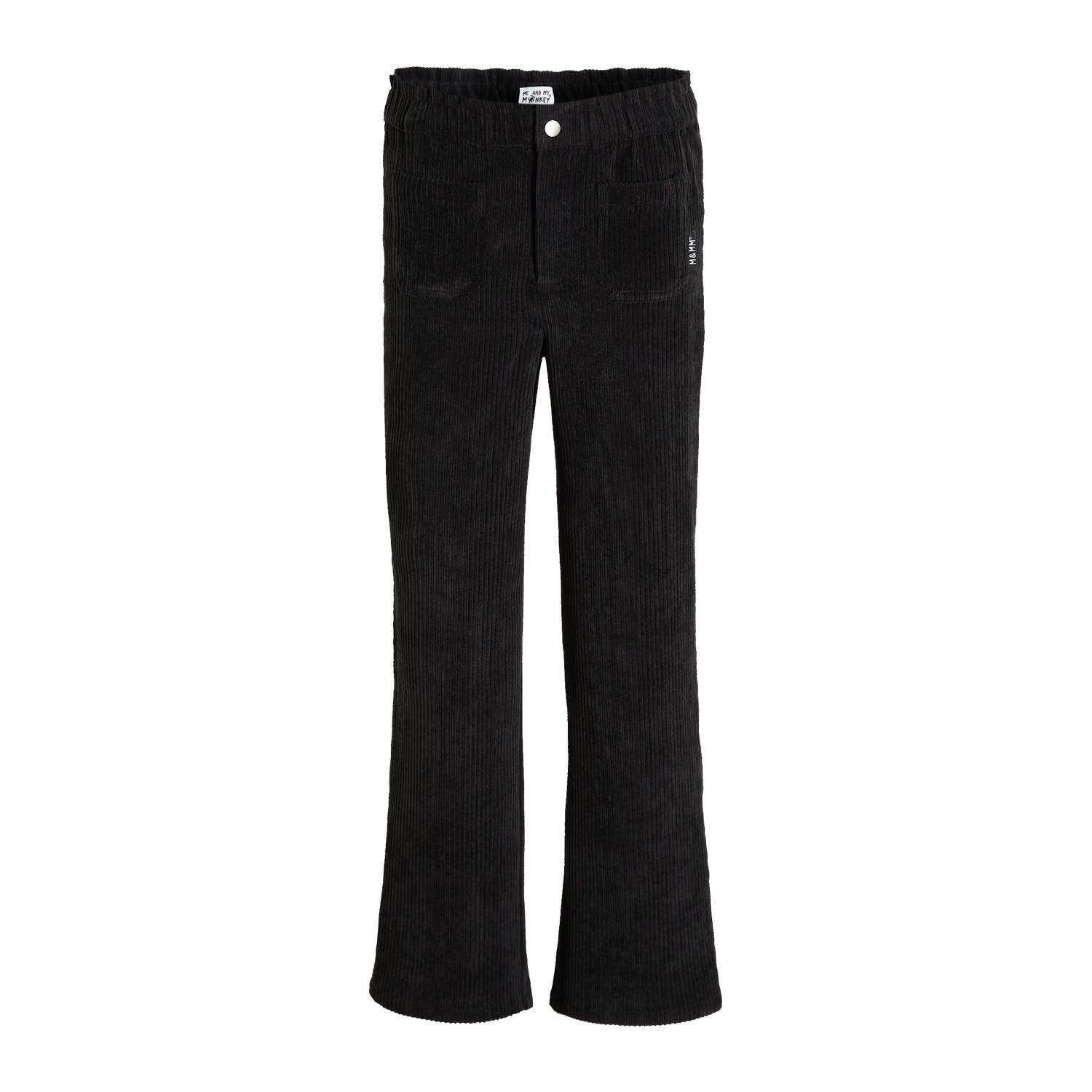 Me & My Monkey wide leg corduroy broek Raven zwart