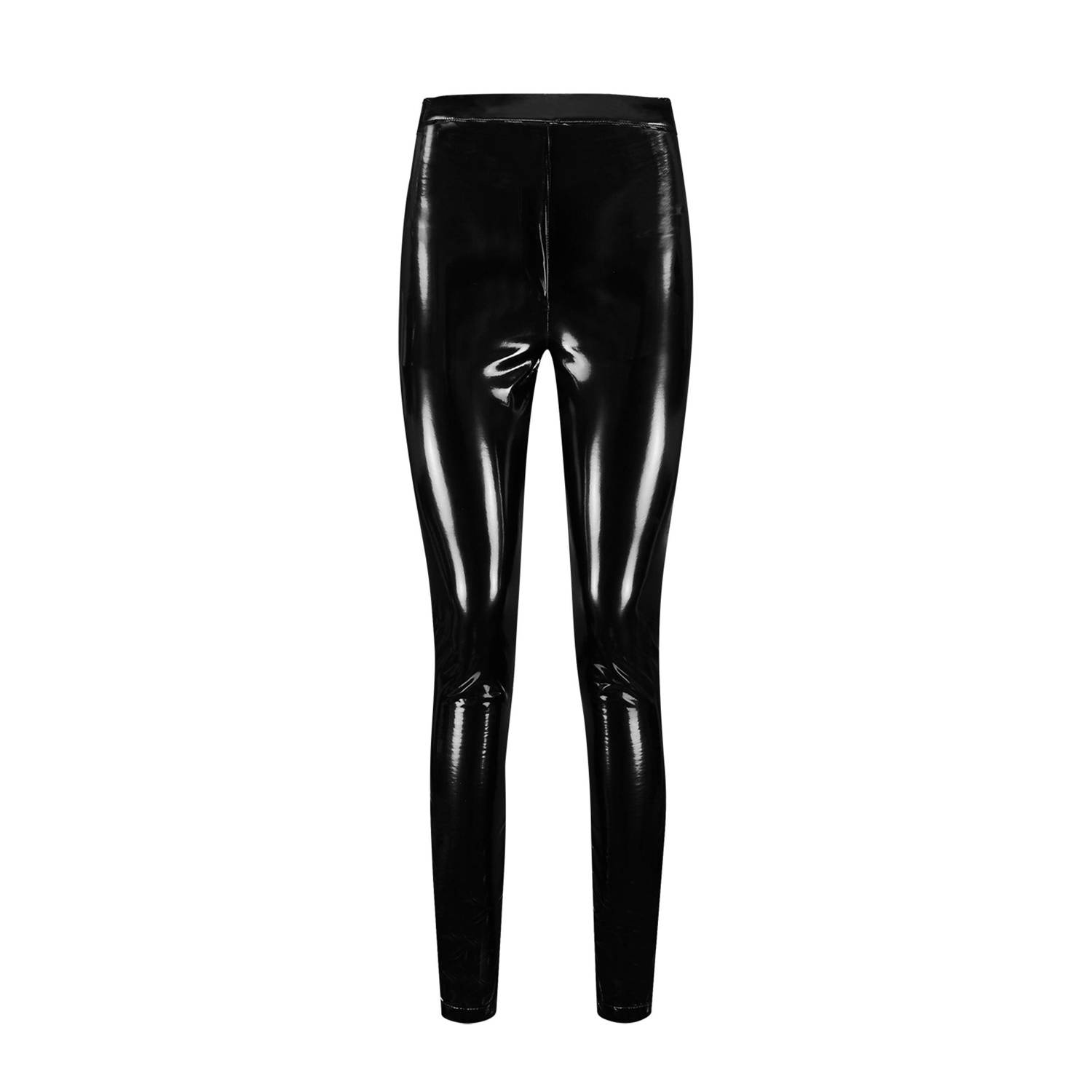 NIKKIE imitatieleren high waist skinny broek zwart