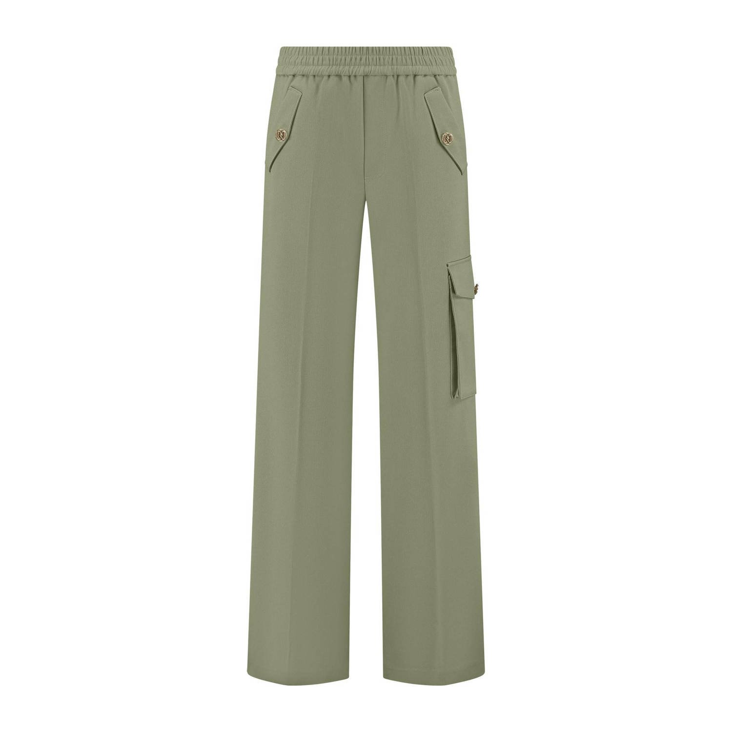 NIKKIE high waist straight fit broek groen