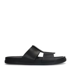 leren slippers zwart