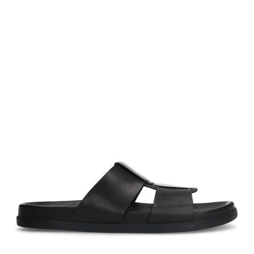 Manfield leren slippers zwart