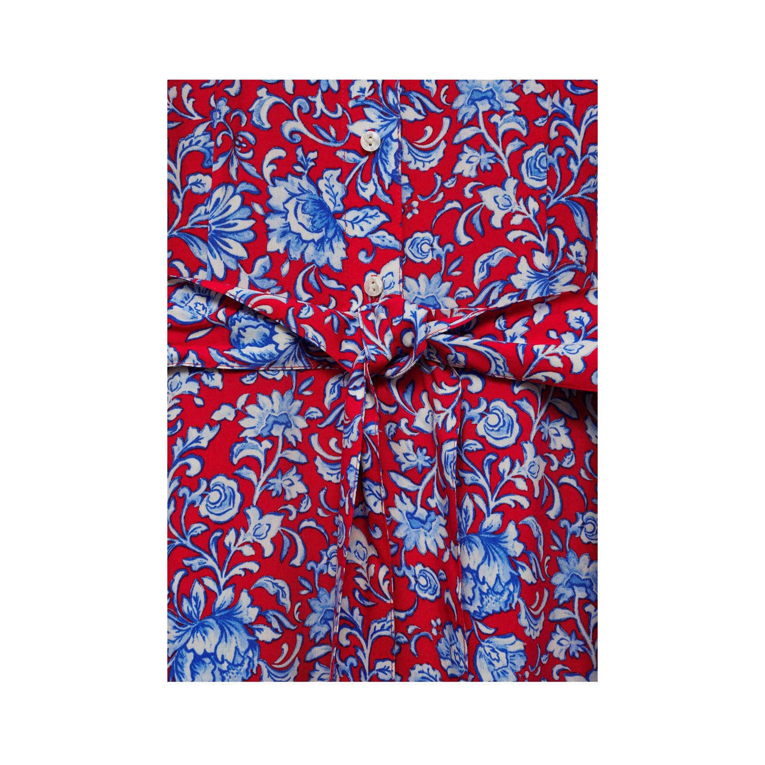 Mango blousejurk met all over print en ceintuur rood blauw