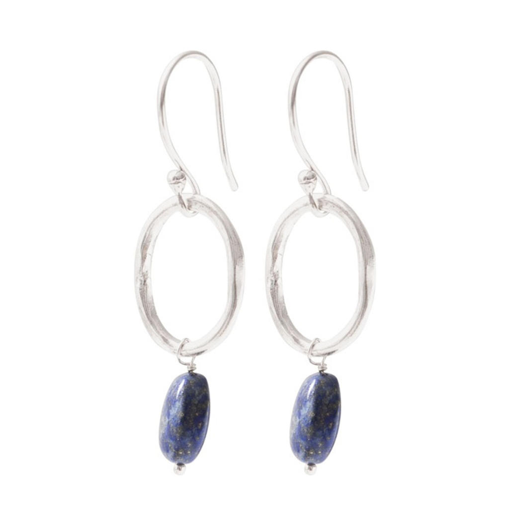 A Beautiful Story oorbellen Graceful Lapis Lazuli zilverkleurig