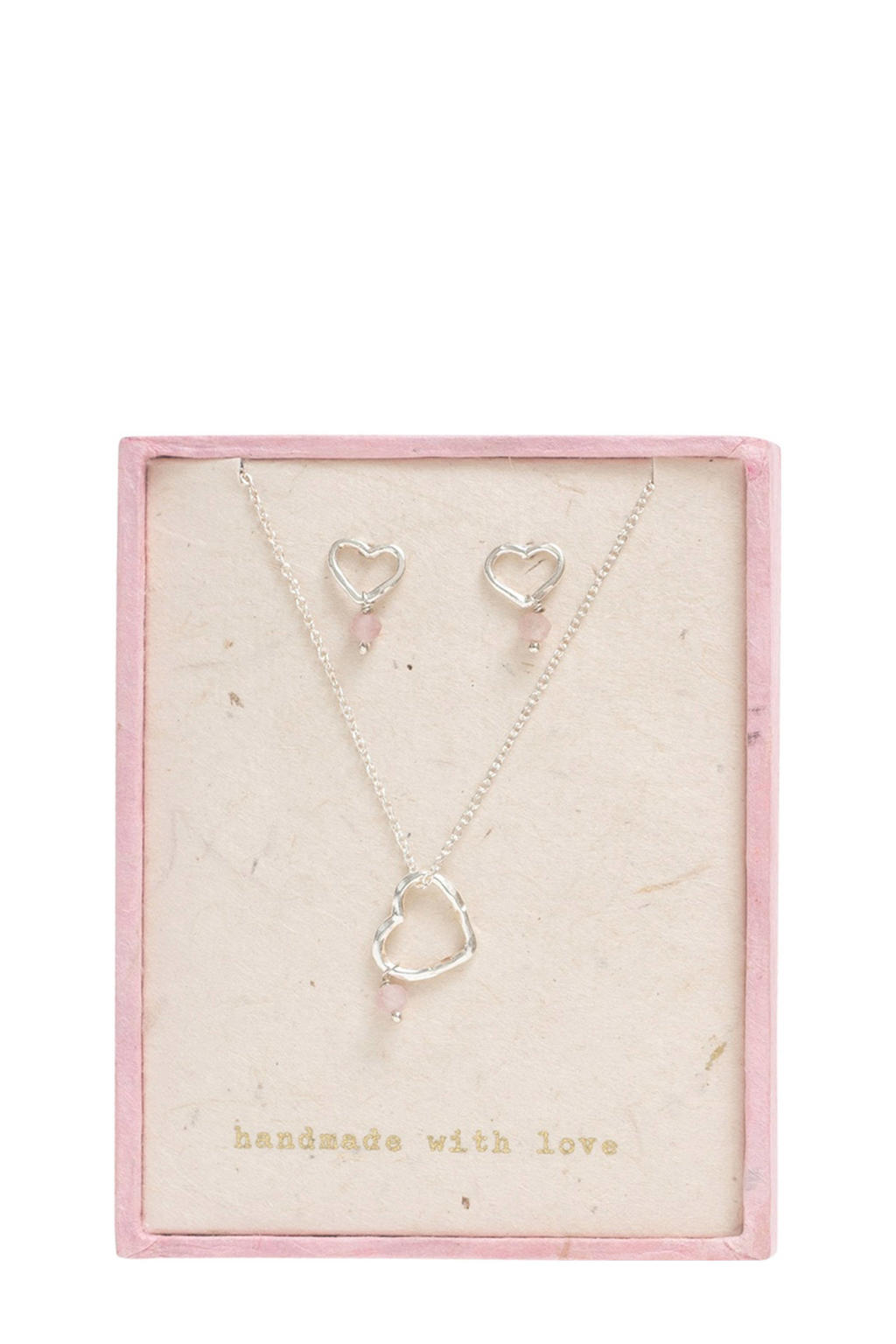 A Beautiful Story giftbox Open Heart Rozenkwarts zilverkleurig