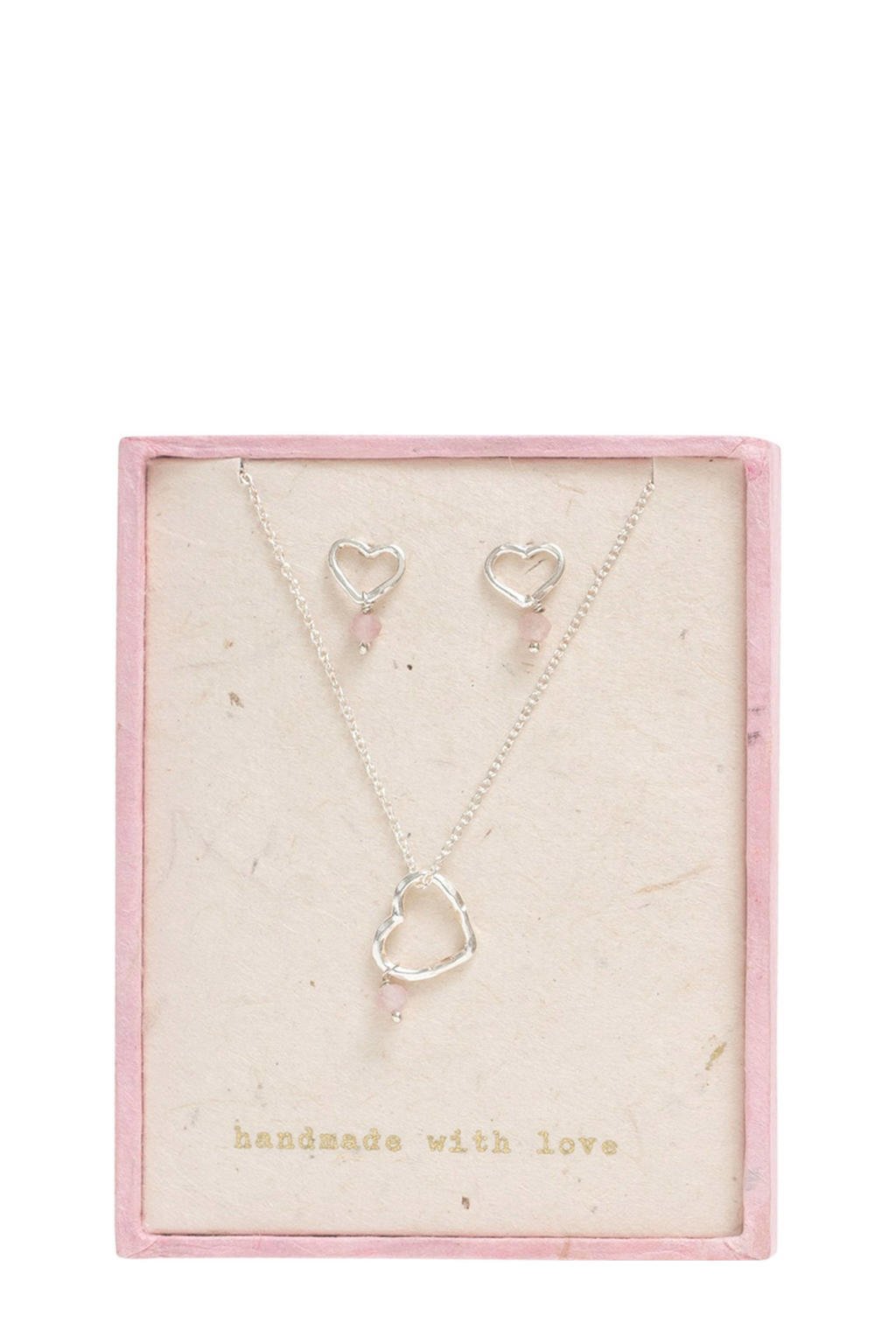 A Beautiful Story giftbox Open Heart Rozenkwarts zilverkleurig