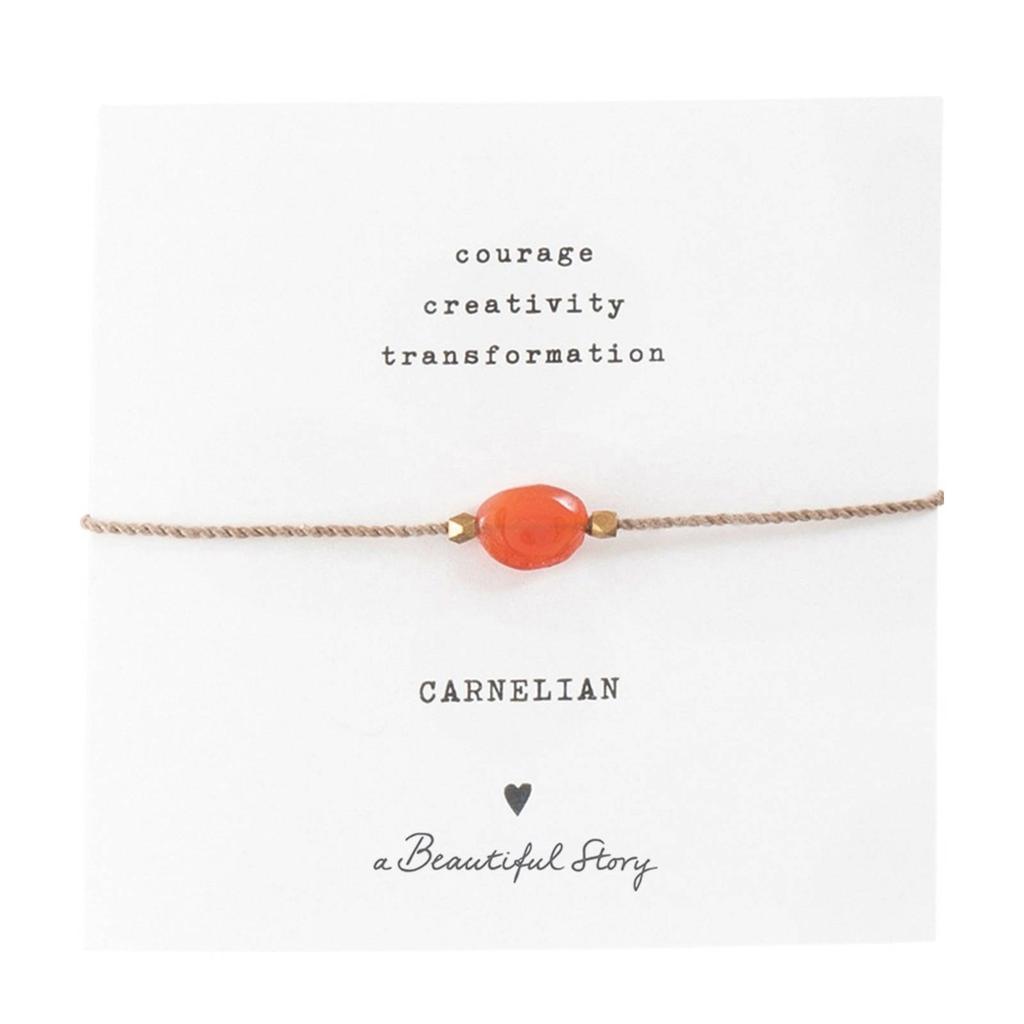 A Beautiful Story armband Gemstone Card Carneool goudkleurig