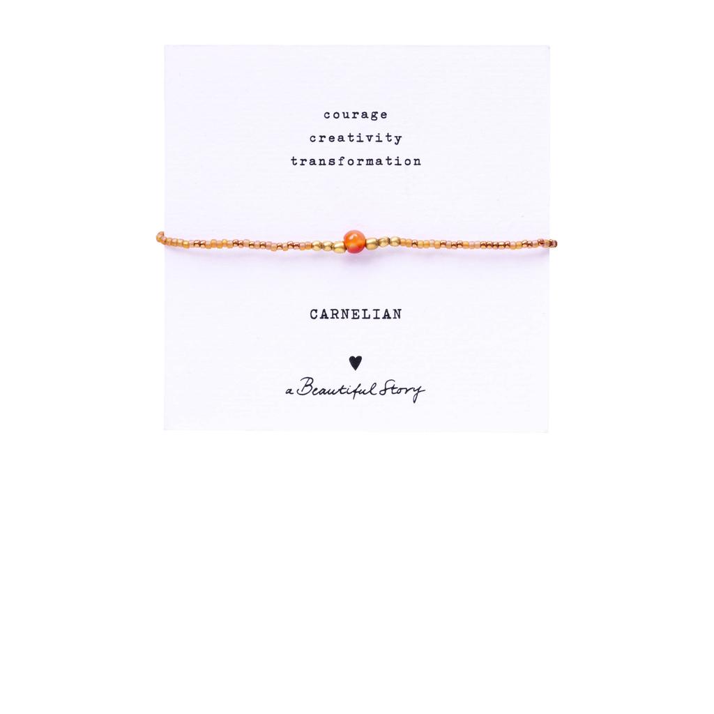 A Beautiful Story armband Iris Card Carneool goudkleurig