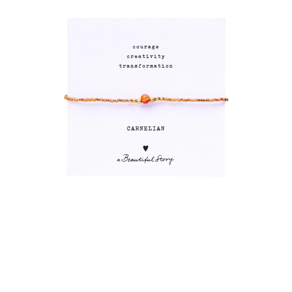 A Beautiful Story armband Iris Card Carneool goudkleurig