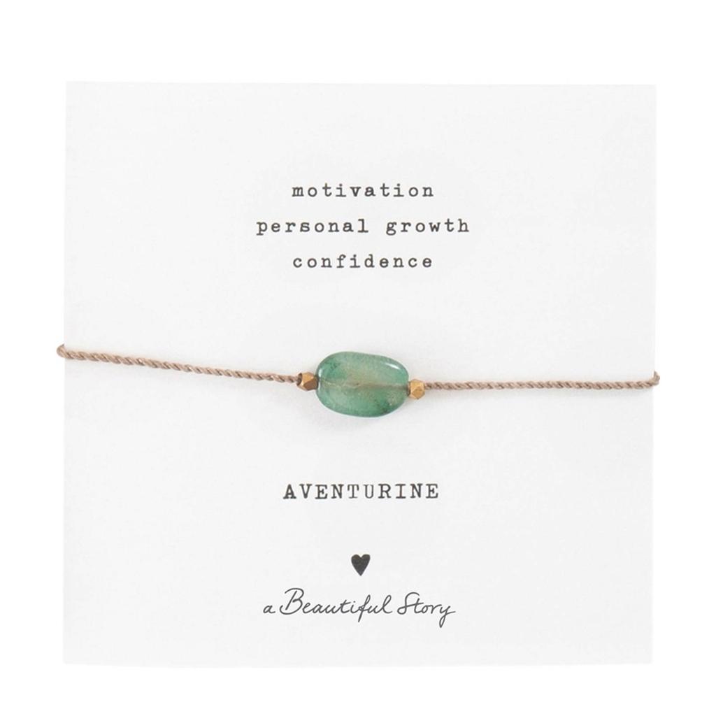 A Beautiful Story armband Gemstone Card Aventurijn goudkleurig