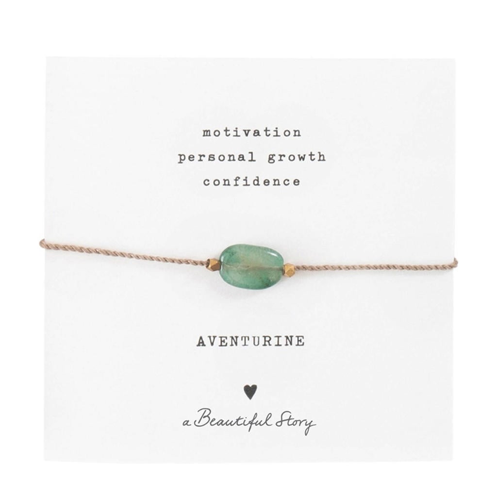 A Beautiful Story armband Gemstone Card Aventurijn goudkleurig