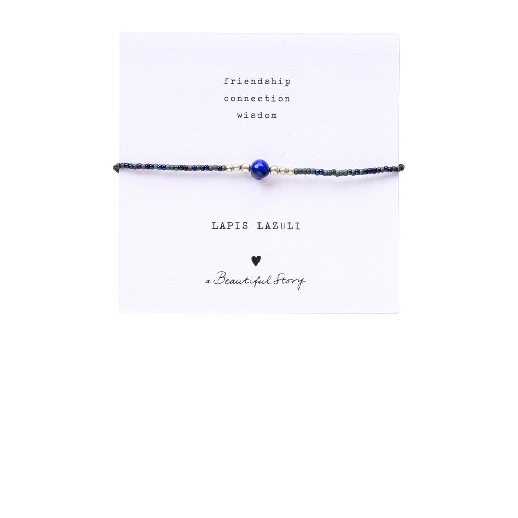 A Beautiful Story armband Iris Card Lapis Lazuli zilverkleurig
