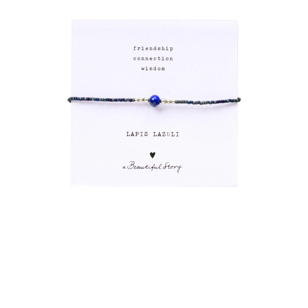 A Beautiful Story armband Iris Card Lapis Lazuli zilverkleurig