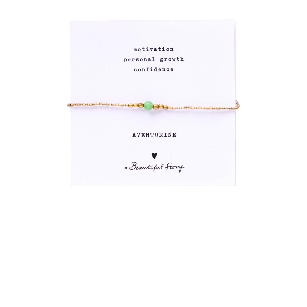 A Beautiful Story armband Iris Card Aventurijn goudkleurig