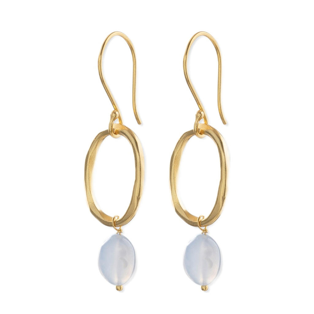 A Beautiful Story oorbellen Graceful Blauwe Agaat goudkleurig