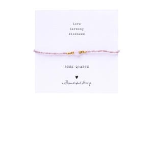 armband Iris Card Rozenkwarts goudkleurig