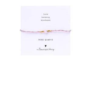 armband Iris Card Rozenkwarts goudkleurig