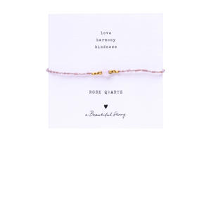 armband Iris Card Rozenkwarts goudkleurig