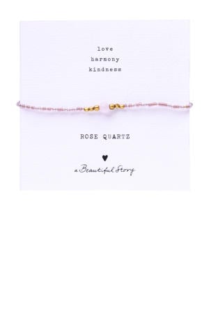 armband Iris Card Rozenkwarts goudkleurig