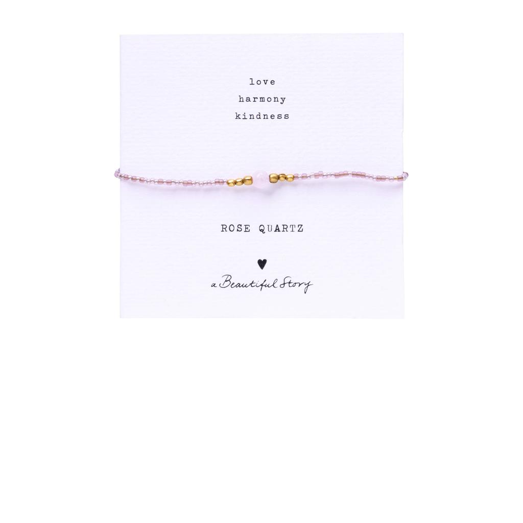 A Beautiful Story armband Iris Card Rozenkwarts goudkleurig