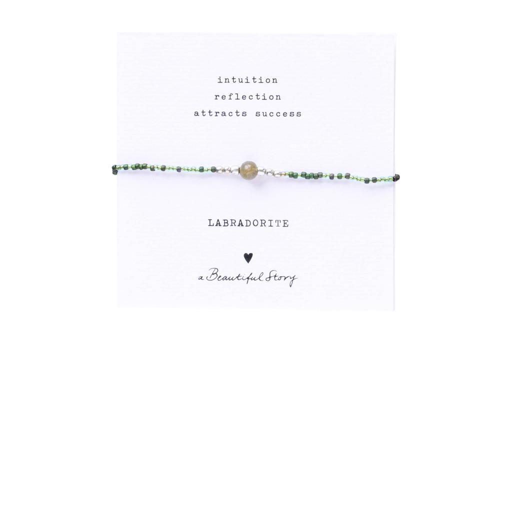 A Beautiful Story armband Iris Card Labradoriet zilverkleurig