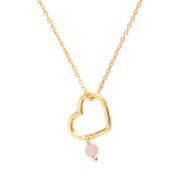 thumbnail: A Beautiful Story giftbox oorbellen + ketting Open Heart Rozenkwarts goudkleurig
