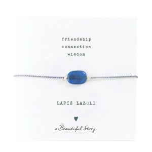 armband Gemstone Card Lapis Lazuli zilverkleurig