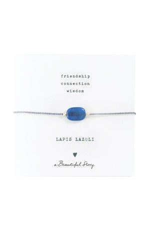armband Gemstone Card Lapis Lazuli zilverkleurig