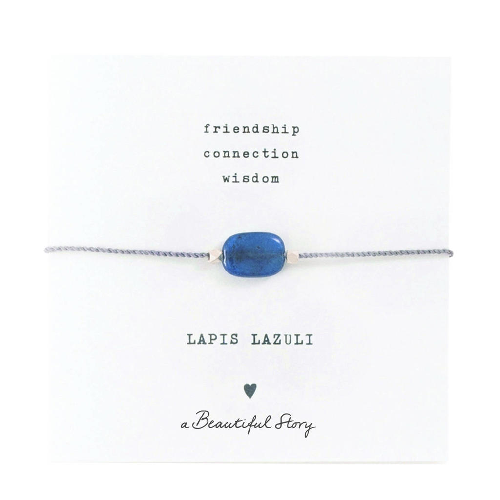 A Beautiful Story armband Gemstone Card Lapis Lazuli zilverkleurig