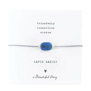 armband Gemstone Card Lapis Lazuli zilverkleurig
