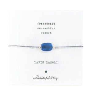 armband Gemstone Card Lapis Lazuli zilverkleurig