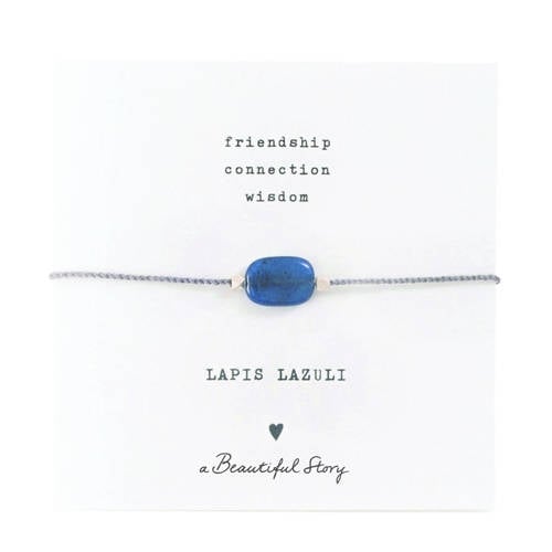 A Beautiful Story armband Gemstone Card Lapis Lazuli zilverkleurig afbeelding