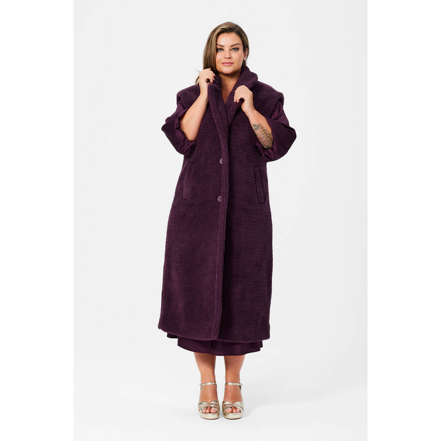 Miljuschka by Wehkamp maxi teddy gilet paars