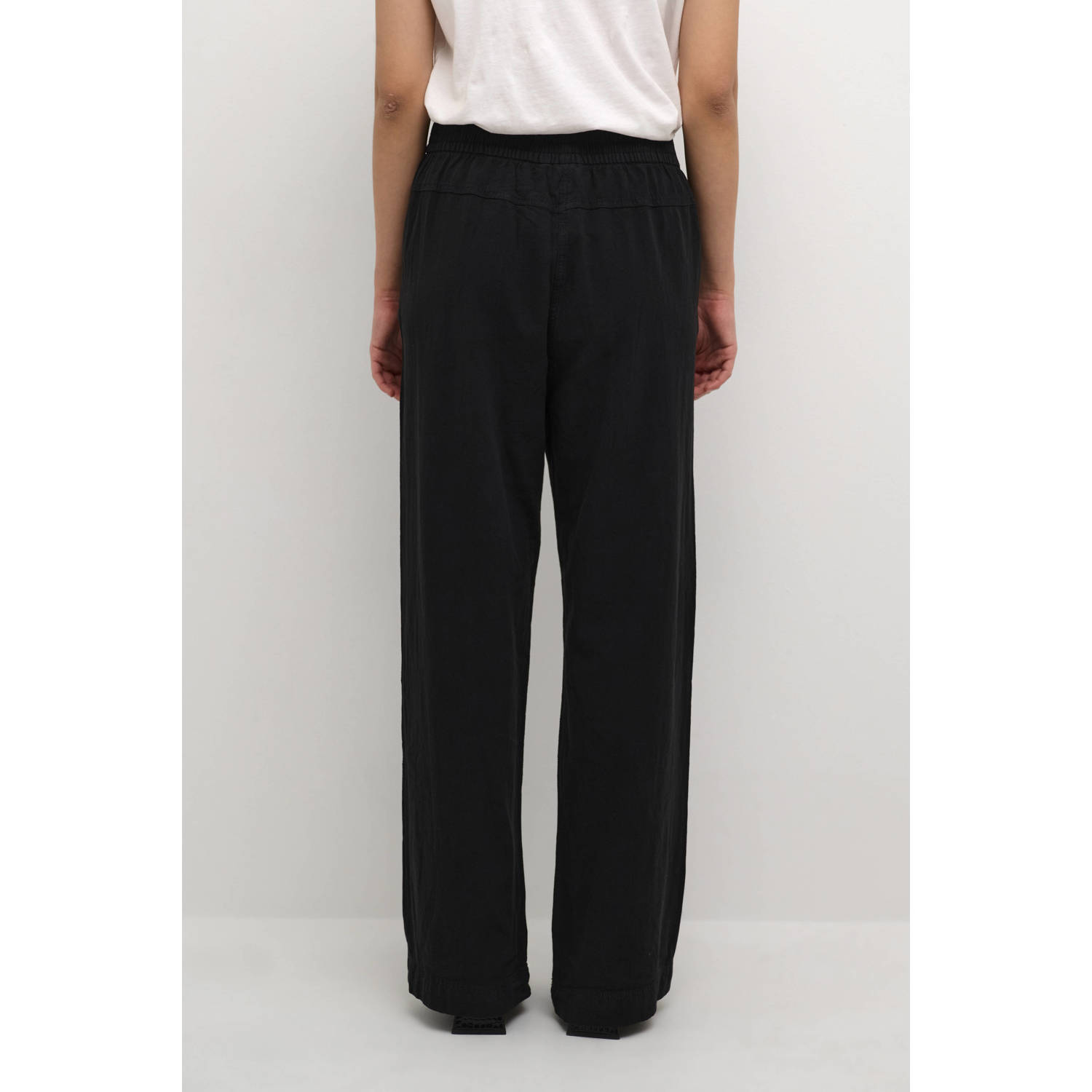 Kaffe high waist wide leg broek KAnaya zwart