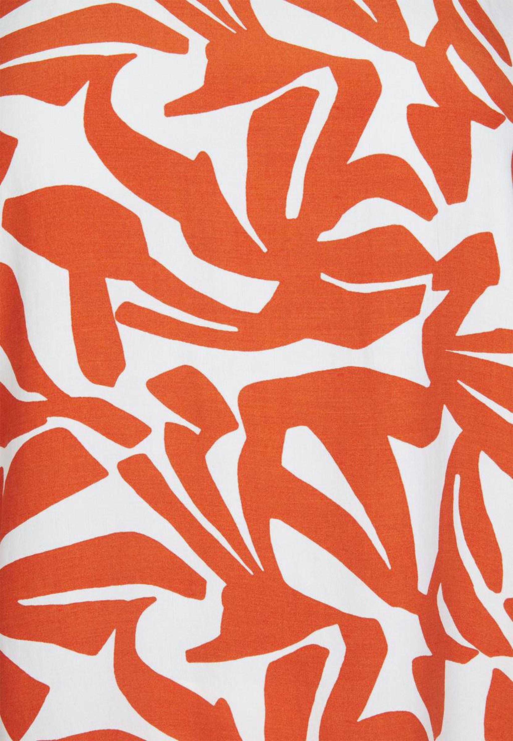 Oranje-witte blouse met patroon voor grotere maten