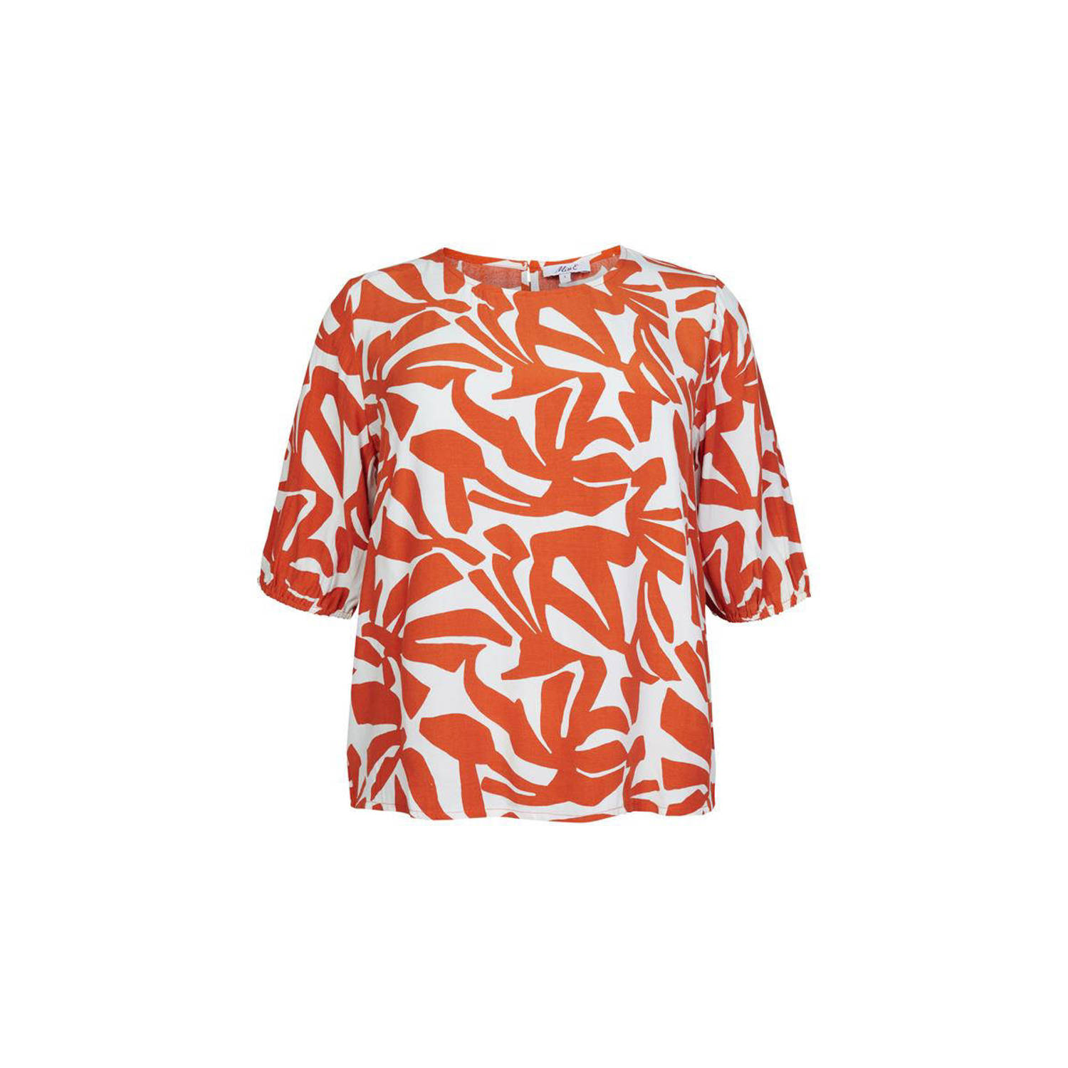 Miss Etam Plus top met all over print oranje wit