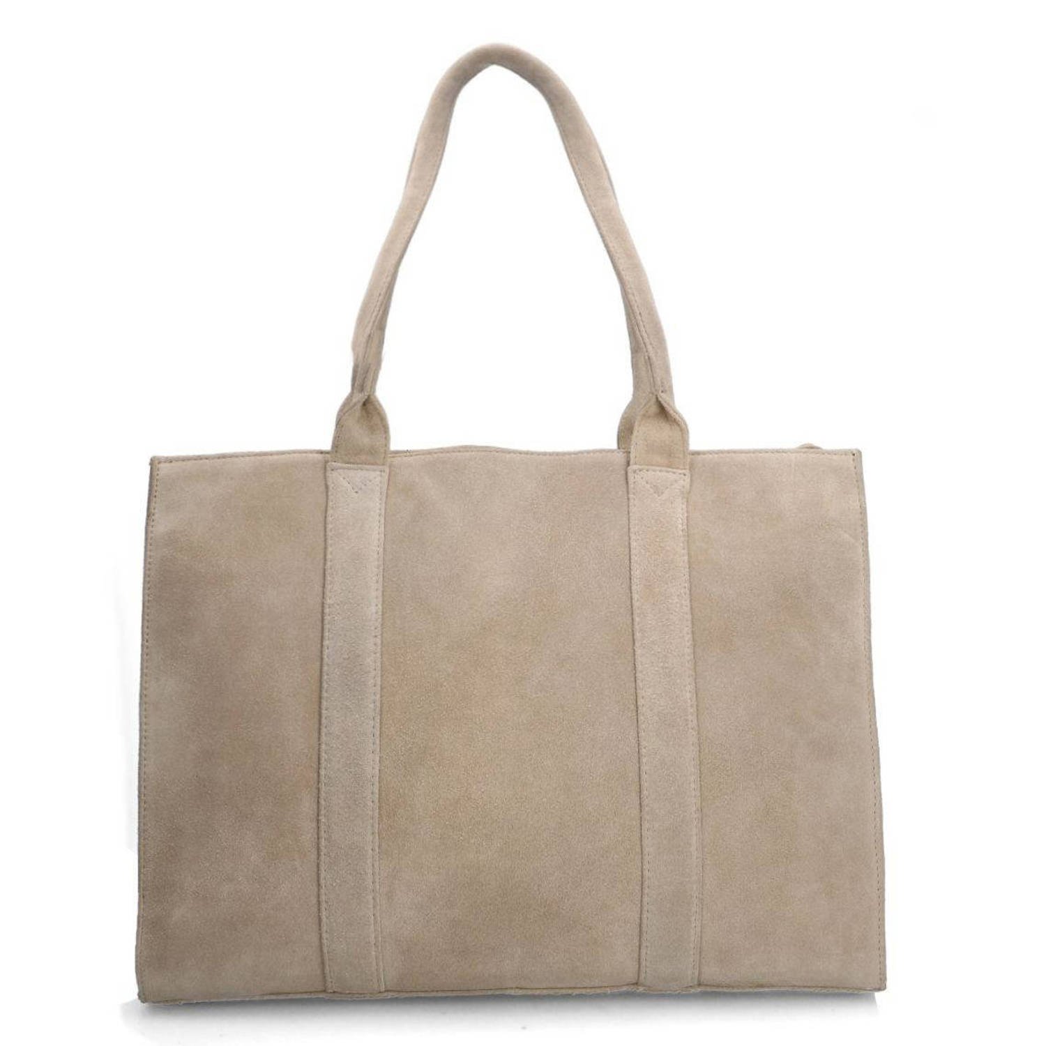 Manfield suède shopper beige